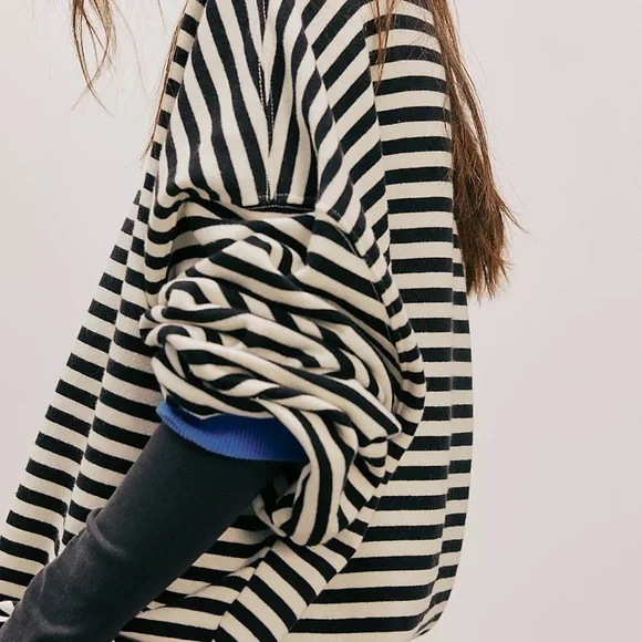 Free People Classic Striped Oversized Crewneck - Picture 4 of 7